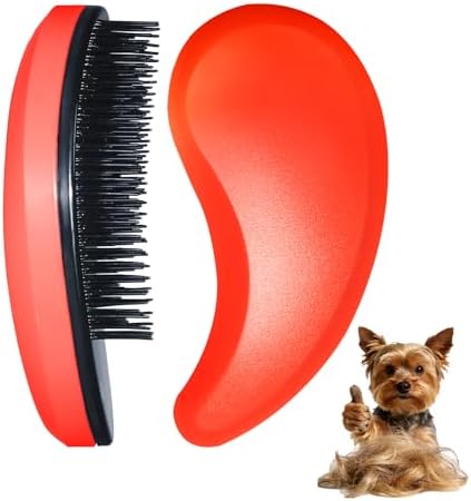 Small Dog Brush, Skin-friendly Soft Bristles (Orange)