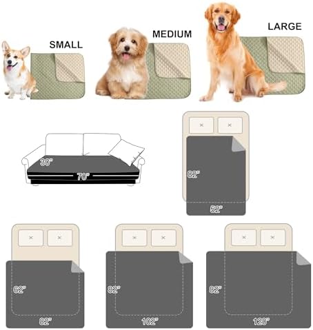 NICETOWN Pet Bed Cover Dog Bed Blanket for Sofa and Furniture Waterproof Soft Reversible Dog Blankets Anti Scratches Dirty for Couch Floor Car, 52 x 82 inch, 1 Piece, Beige/Khaki