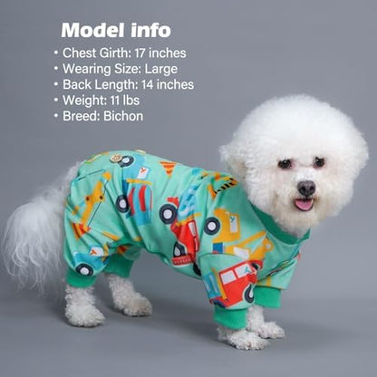 KYEESE Velvet Dog Pajamas for Small Dogs Soft Onesie Shirt, Vehicles