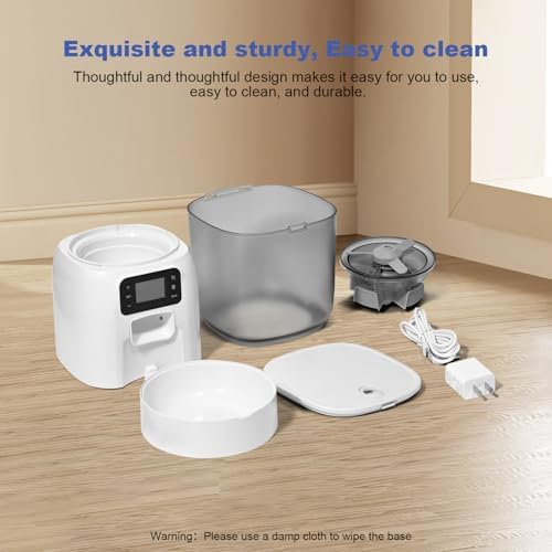 Automatic Cat Feeder, 3L Cat Food Dispenser with 10s Voice Recorder, Pet Feeder up to 8 Meals per Day, Timed Dog Feeder (White-Basic)