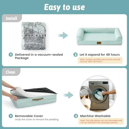 COZY KISS Cooling Dog Bed for Extra Large Dogs, 48" Orthopedic Pet Sofa