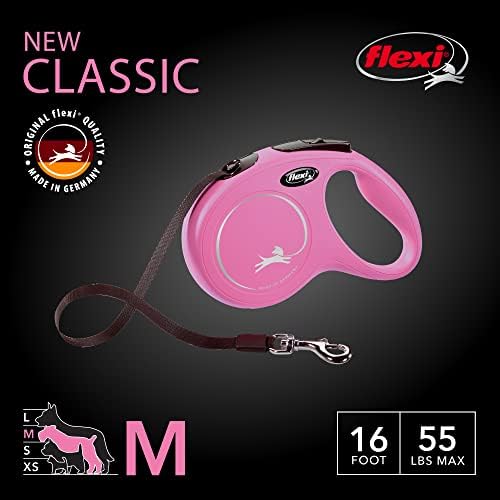 FLEXI® Classic Tape Retractable Dog Leash, Medium, 16 ft - Pink