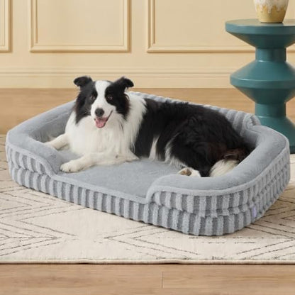 LE SURE Cute Cozy High Back Orthopedic L Plus Dog Bed,38" Grey