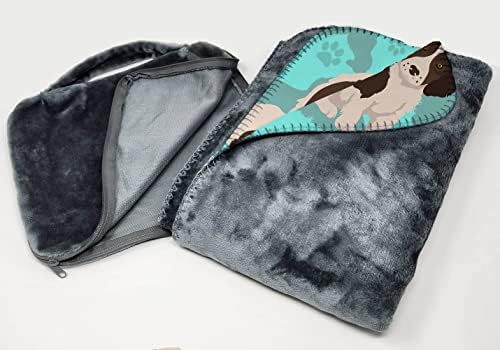 Caroline's Treasures MLM1076TBLT Liver English Springer Spaniel Soft Travel Blanket with Bag Airplane Blanket, Indoor Outdoor Camping Blanket for Traveling, Picnics, Beach Trips, Concerts
