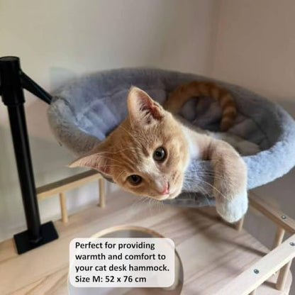 Cat Bed for Desk, 360 Rotating Elevated Hammock, All-Season Mesh & Fleece Office Pet Perch Set with Blanket and Hair Remover Brush