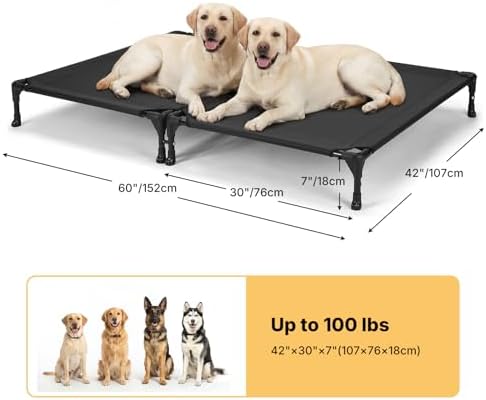 Veehoo Cooling Elevated Dog Bed, Outdoor Raised Dog Bed for Two Dogs
