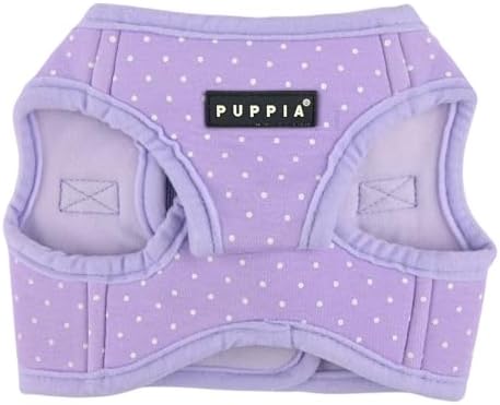 Puppia Dotty Dog Vest Harness B (Step-in) Fashionable Polka Dot Pattern Spring Summer Harness for Small Dogs, Violet, Medium