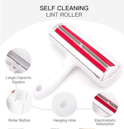 Pet Hair Remover Roller, Reusable, Self-Cleaning Lint Roller for Dog and Cat Fur, No Sticky Tape for Couch, Carpet, Furniture, Bedding, Home and Car