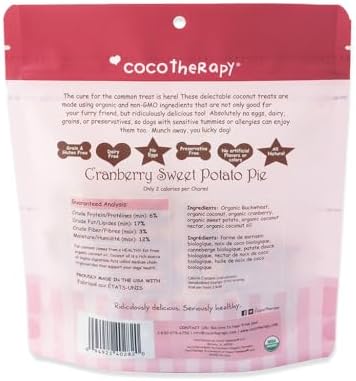 CocoTherapy Coco-Charms Training Treats, 100% USDA Certified Organic, Non-GMO, Vegan, 100% Human Grade, Cranberry Sweet Potato Pie, 5 oz.