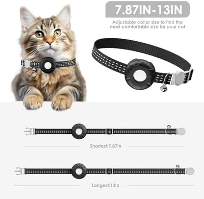 Cat GPS Tracker, Waterproof Pet Tracker for Cats, Cat GPS Tracker Collar with Safety Elastic Buckle, Works with Any Collar,Compatible with Apple Find My App (Only iOS), No Monthly Fee, Black