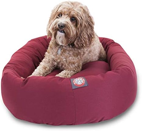 Majestic Pet Bagel Calming Dog Bed, 32 in Medium, Round, Washable, Burgundy