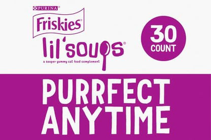 Friskies Purina Grain Free Wet Cat Food Lickable Cat Treats Variety Pack,Lil' Soups with Salmon,Tuna or Shrimp - 1.2 oz. Cups,(Pack of 60)