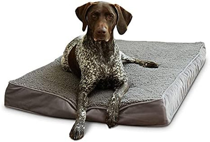 Happy Hounds Oscar Rectangle Orthopedic Foam Sherpa Dog Bed, Medium (42 x 30 in.), Pewter