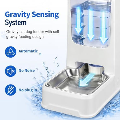 Automatic Cat Dog Feeder and Water Dispenser Set with Stainless Steel Bowl