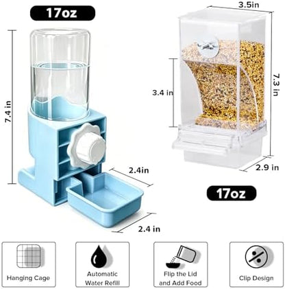 Lemtrflo No Mess Bird Cage Feeder, Automatic Bird Water Dispenser