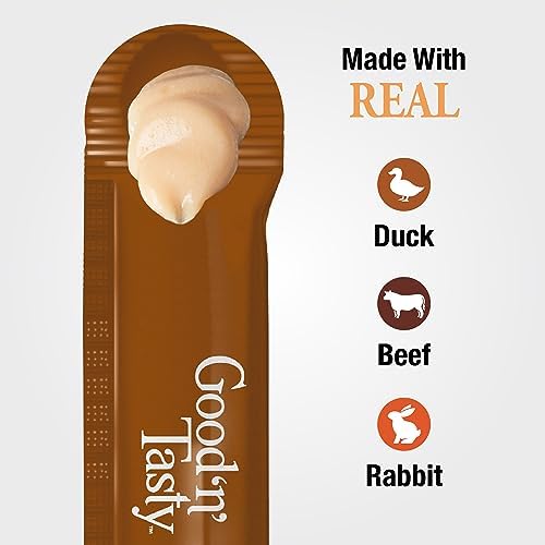 Good ‘n’ Tasty Savory Spoonables with Real Duck, Beef & Rabbit, 6 Count Tube, Triple Flavor Squeezable Lickable Wet Treats for Cats with Built-in Spoon for Less Mess (Pack of 2)