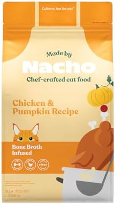 Made by Nacho Dry Cat Kibble 2lb Bag, High Protein and Grain-Friendly Premium Cat Food, Cage-Free Chicken & Pumpkin Recipe, Infused with Bone Broth for Hydration, Limited Ingredients, Single Bag