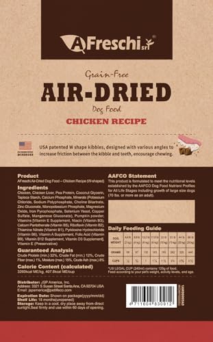 AFreschi Chicken Air-Dried Dog Food, Grain-Free, 2.2 lb