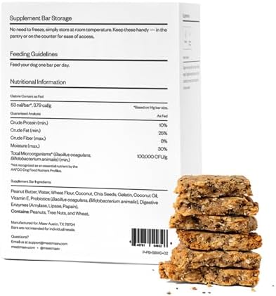 Maev Weight & Digestion Supplement Bars for Dogs, with Probiotics, 30 Count
