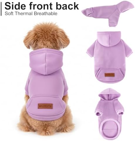 1 Pack Dog Hoodie Warm Hood Dog Sweater Cold Weather Small Dogs Sweatshirt Comfort Pet Clothes for Small Medium Dogs with Pockets Cats Chihuahua Clothes for Male Female Girl Boy Sporty Daily Wear