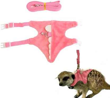 Small Animal Harness and Leash Set, Adjustable Escape Proof Ferret Harness Vest for Adult Ferret, Meerkat, King Squirrel & Fancy Rat, Soft Comfortable Pet Walking Harness with Leash