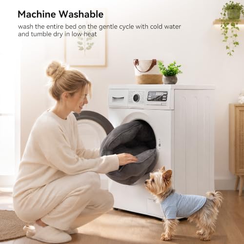 Asvin Small Dog Bed for Small Dogs, Cat Beds for Indoor Cats, Pet Bed for Puppy and Kitty, Extra Soft & Machine Washable with Anti-Slip & Water-Resistant Oxford Bottom, Grey, 20 inches