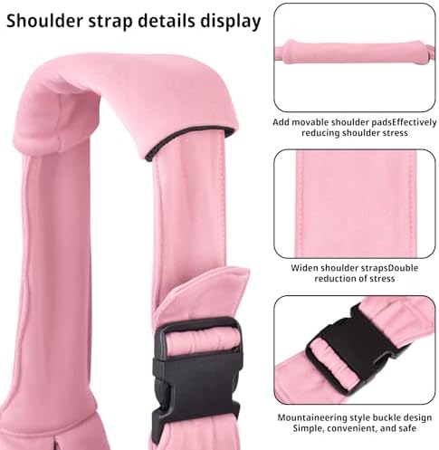 CUBY Adjustable Dog Cat Sling Carrier with Padded Hard Bottom Pet Carrier Sling Soft Carrying Puppy Bag for Small Dogs Cats Outdoor Travel(Pink Senior)