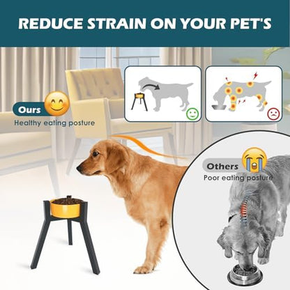 SHAINFUN Metal Raised Dog Bowl Stand for Extra Large and Large Breeds, Adjustable Width for 7-10.6" Food & Water Bowls, Single Tall Elevated Dog Bowls Holder, 13.7" Tall (Bowl Not Included)