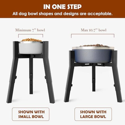 Dog Bowl Stand for Large Dogs, Adjustable Width & Height, Tall Elevated Dog Food Water, Bowl Not Included