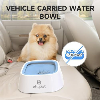 ELS PET No Spill Dog Cat Bowl 35oz 1L Anti Slip Travel Water Dispenser Blue
