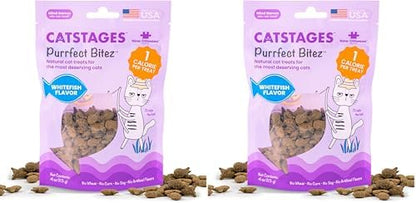 Catstages by Nina Ottosson Purrfect Bitez Natural Crunchy Cat Treats for Puzzles, Toys, Feeders, & Training, USA-Made, Real Whitefish Flavor, 4oz (Pack of 2)