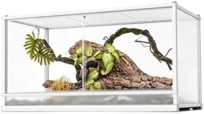 127 Gallon Reptile Tank, 48" x 24" x 26" Barded Dragon Tank Reptile Enclosure for Easy Maintenance, Top Screen Ventilation & Sliding Door