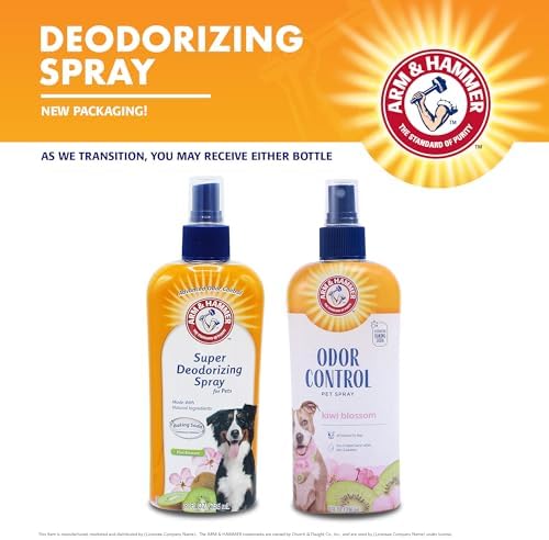 Arm & Hammer Super Deodorizing Dog Spray, Kiwi Blossom, 8 Fl Oz, 2-Pack