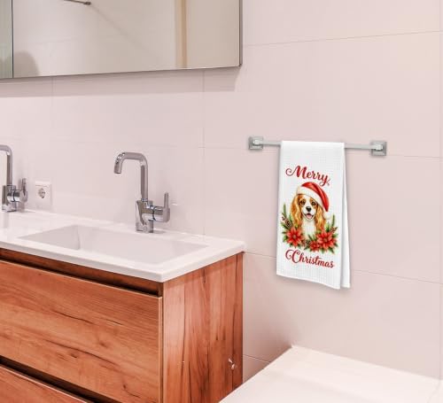 Christmas Cavalier King Charles Kitchen Dish Towels Dishcloth 16x24