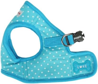 Puppia Dotty Step-in Vest Dog Harness No Pull No Choke Easy Wear Training Walking for Small Dog, Large, Sky Blue