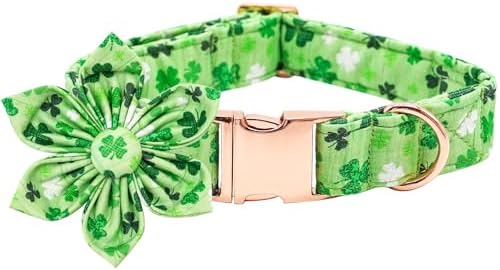 Dog Collar - St. Patrick's Day Dog Collars with Flower for Dogs Flowers Adjustable Pet Collar Girl Pet Gift for Medium Small Large Dogs