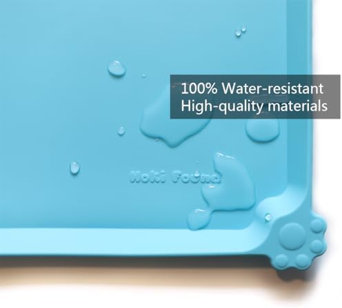 Hoki Found X-Large Silicone Pet Food Mats Tray - Non Slip Pet Dog Cat Bowl Mats Placemat - Dog Pet Cat Feeding Mat - Waterproof Dog Cat Food Mats -Pet Water Mats for Carpet - Arctic