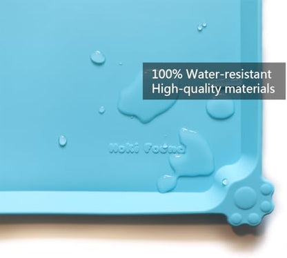 Hoki Found X-Large Silicone Pet Food Mats Tray - Non Slip Pet Dog Cat Bowl Mats Placemat - Dog Pet Cat Feeding Mat - Waterproof Dog Cat Food Mats -Pet Water Mats for Carpet - Arctic