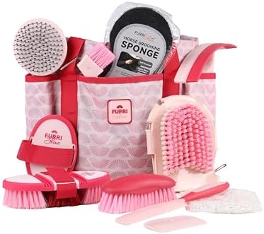 11-Piece Horse Grooming Kit with Waterproof Tote Pink Garnet