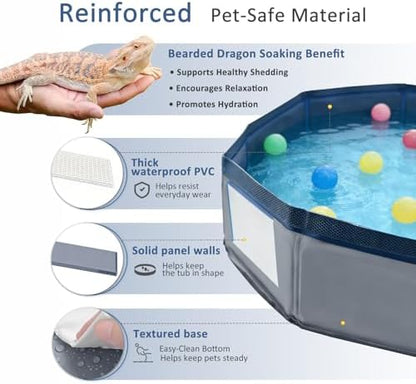 Eooqi Foldable Bearded Dragon Bathtub, Gray 19 x 3.5 in Pet Bath Pool