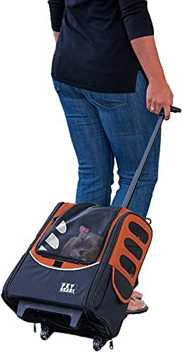 Pet Gear I-GO2 Roller Backpack, Travel Carrier, Car Seat for Cats/Dogs, Mesh Ventilation, Included Tether, Telescoping Handle, Storage Pouch, 2 Models, Available 12 Colors