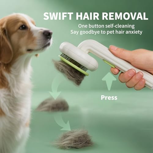Cat Brush Dog Brush with Release Button for Shedding, Self Cleaning Cat Comb Hair Brush for Indoor Cats, Dog Deshedding Brush Grooming Kit, Pet Supplies Hair Remover Tool