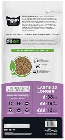 World's Best Cat Litter Lavender, Long-Lasting Odor Control, 8 lb Bag
