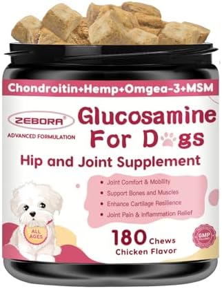ZEBORA Hip & Joint Glucosamine Supplement for Dogs, 180 Freeze-Dried Chews