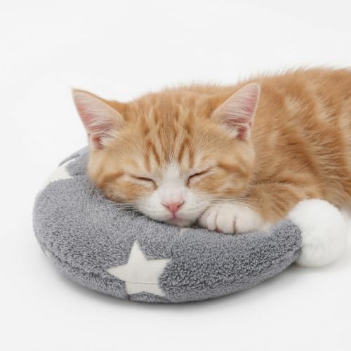 Moon-Shaped Calming Pillow for Cats Soft and Neck-Friendly Kitten Pillows