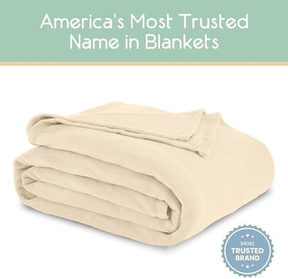 Twin Size Microfleece Blanket | Fleece Bed Blanket | All-Season Comfort| Supersoft Lightweight Throw Blanket | Plush Throw Blanket for Bed Couch or Sofa | Travel Blanket | Pet-Friendly | Ivory