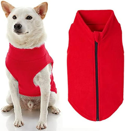 Gooby Zip-Up Fleece Dog Sweater, Red, 3X-Large