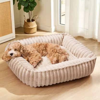 Orthopedic Large Dog Bed Calming Pet Sofa Bed 36''x28'' Khaki