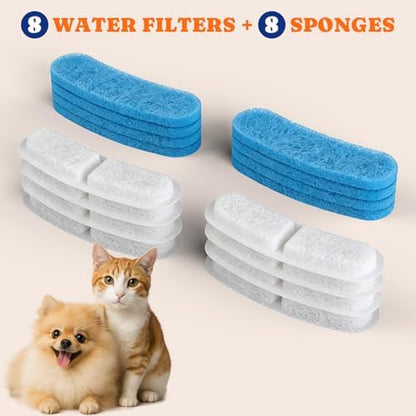 Pawtners 8 Pack Replacement Filters for STR-PT-108A Pumpless Cat Fountain