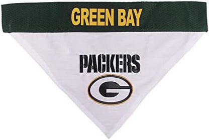 Pets First NFL DOG BANDANA - GREEN BAY PACKERS REVERSIBLE PET BANDANA. 2 Sided Sports Bandana with a PREMIUM Embroidery TEAM LOGO, Large/X-Large. - 2 Sizes & 32 NFL Teams available (GBP-3217-L-XL)